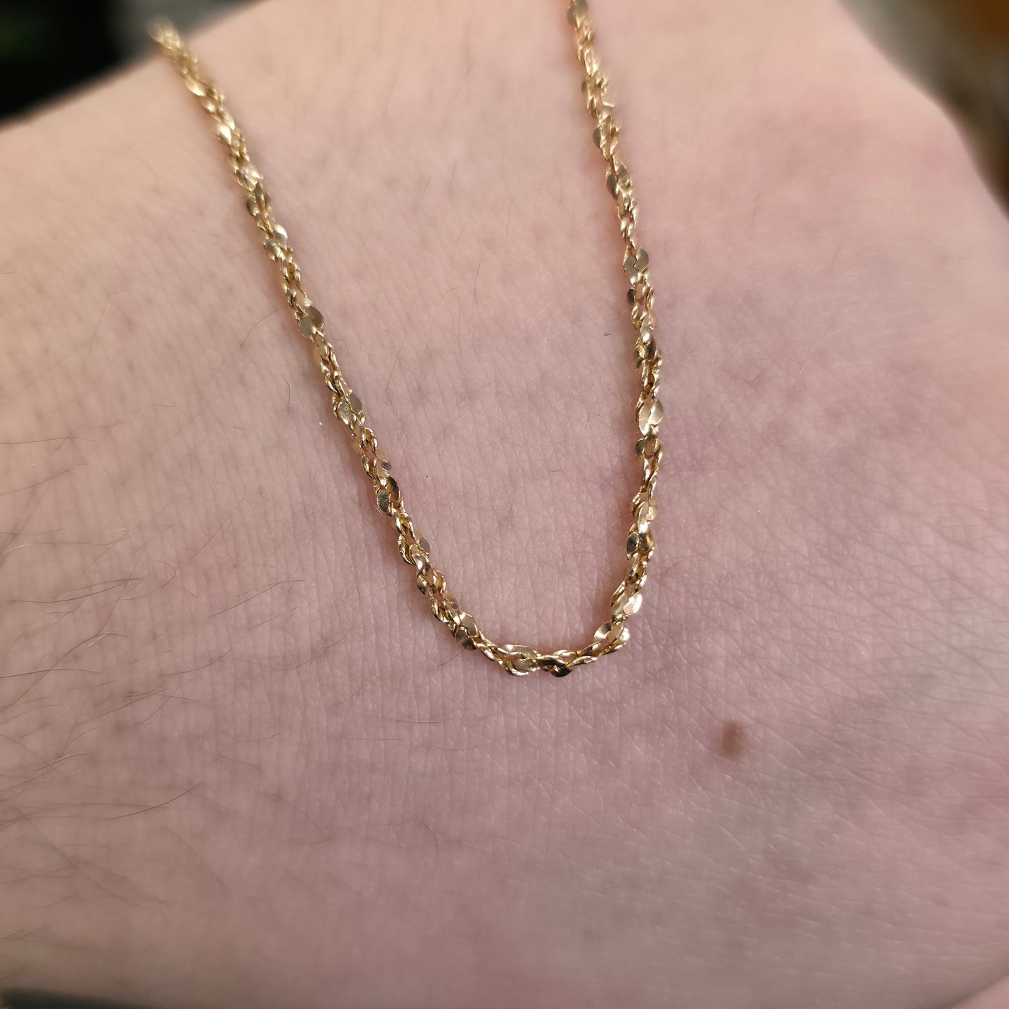 10ct Yellow Gold Unique Twisty 'S' Shaped Link Chain Necklace 18 Inch / 46cm