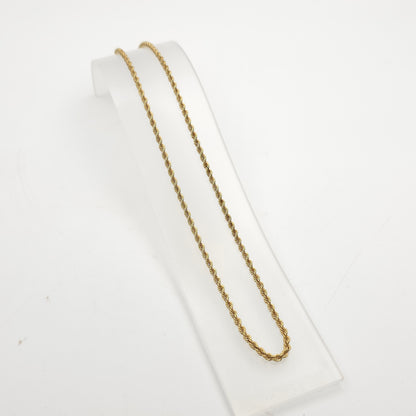 9ct Yellow Gold Vintage / Antique Hollow Link Rope Chain Necklace 18 Inch