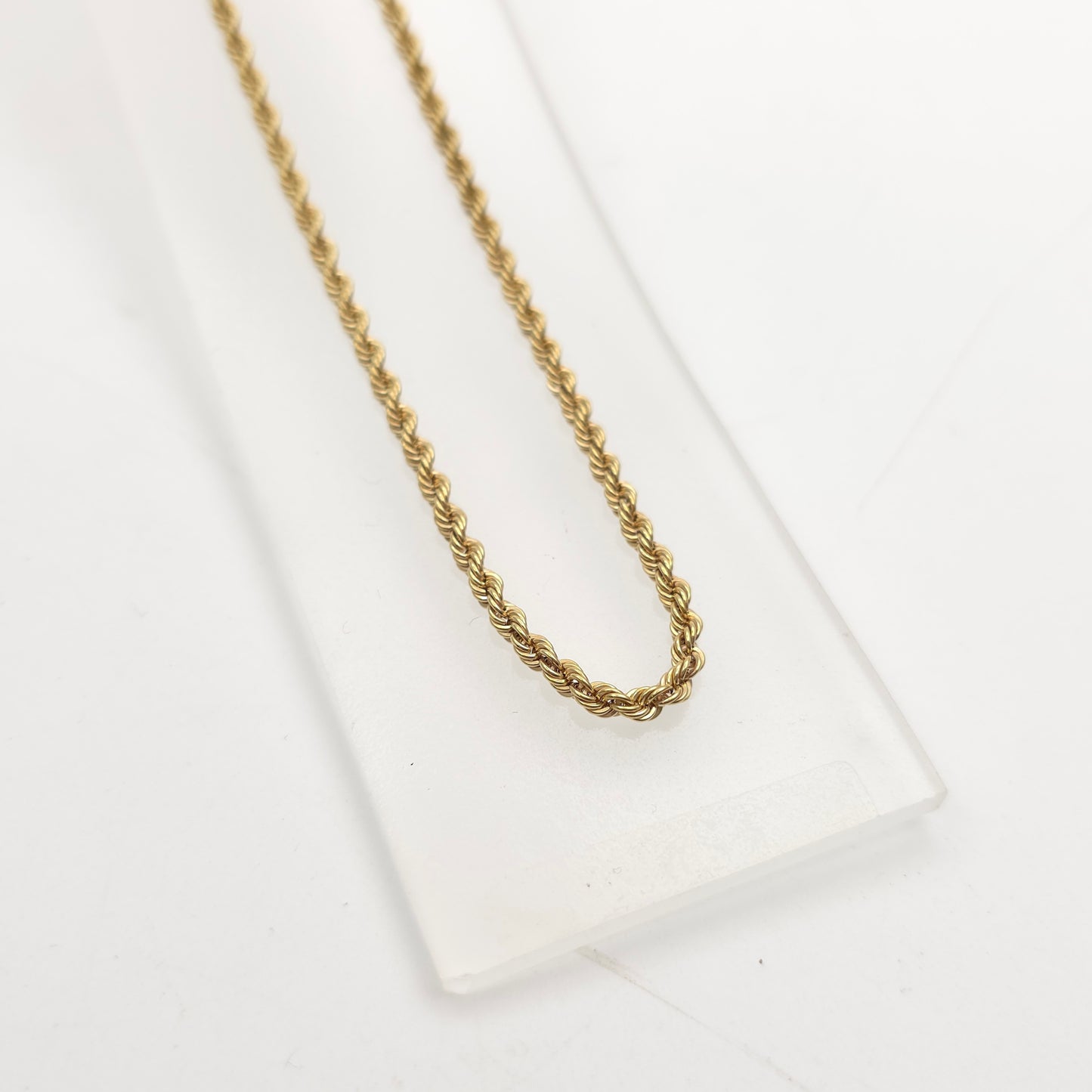 9ct Yellow Gold Vintage / Antique Hollow Link Rope Chain Necklace 18 Inch
