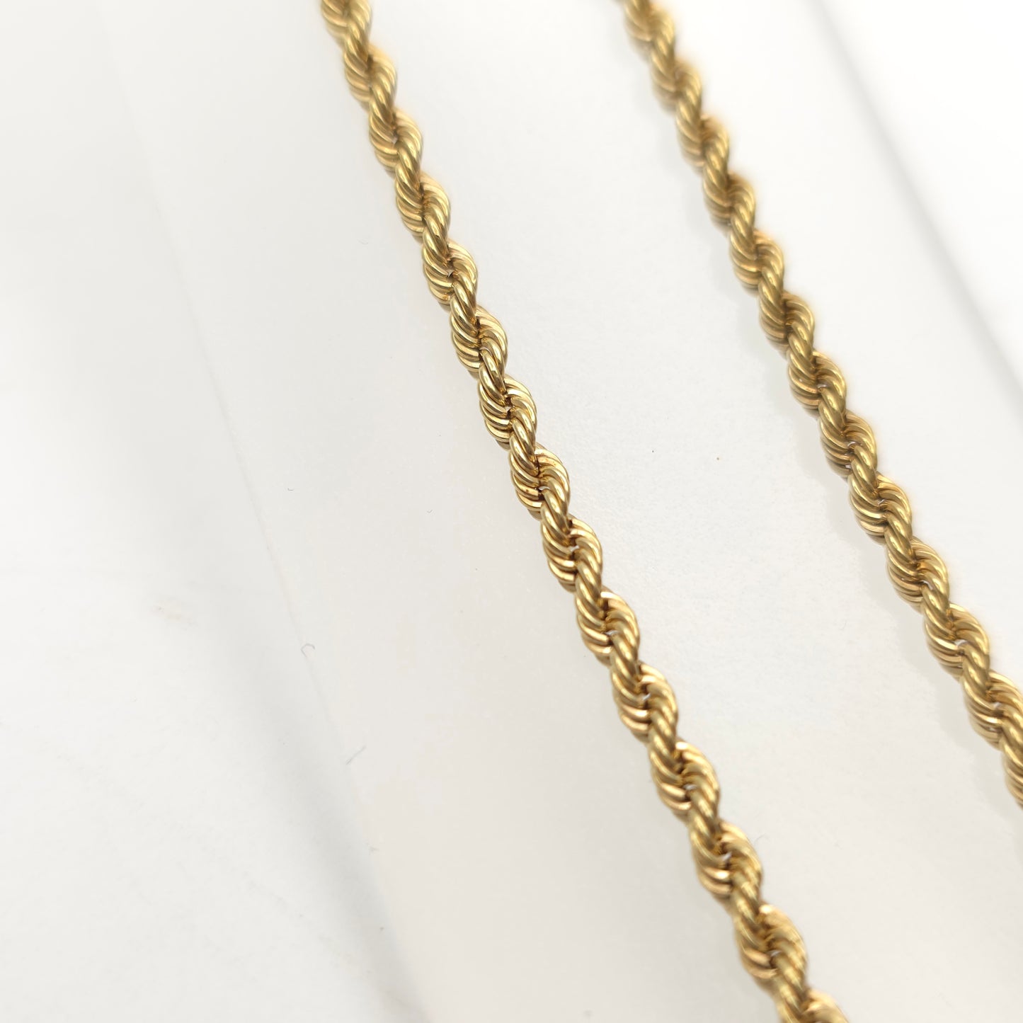 9ct Yellow Gold Vintage / Antique Hollow Link Rope Chain Necklace 18 Inch