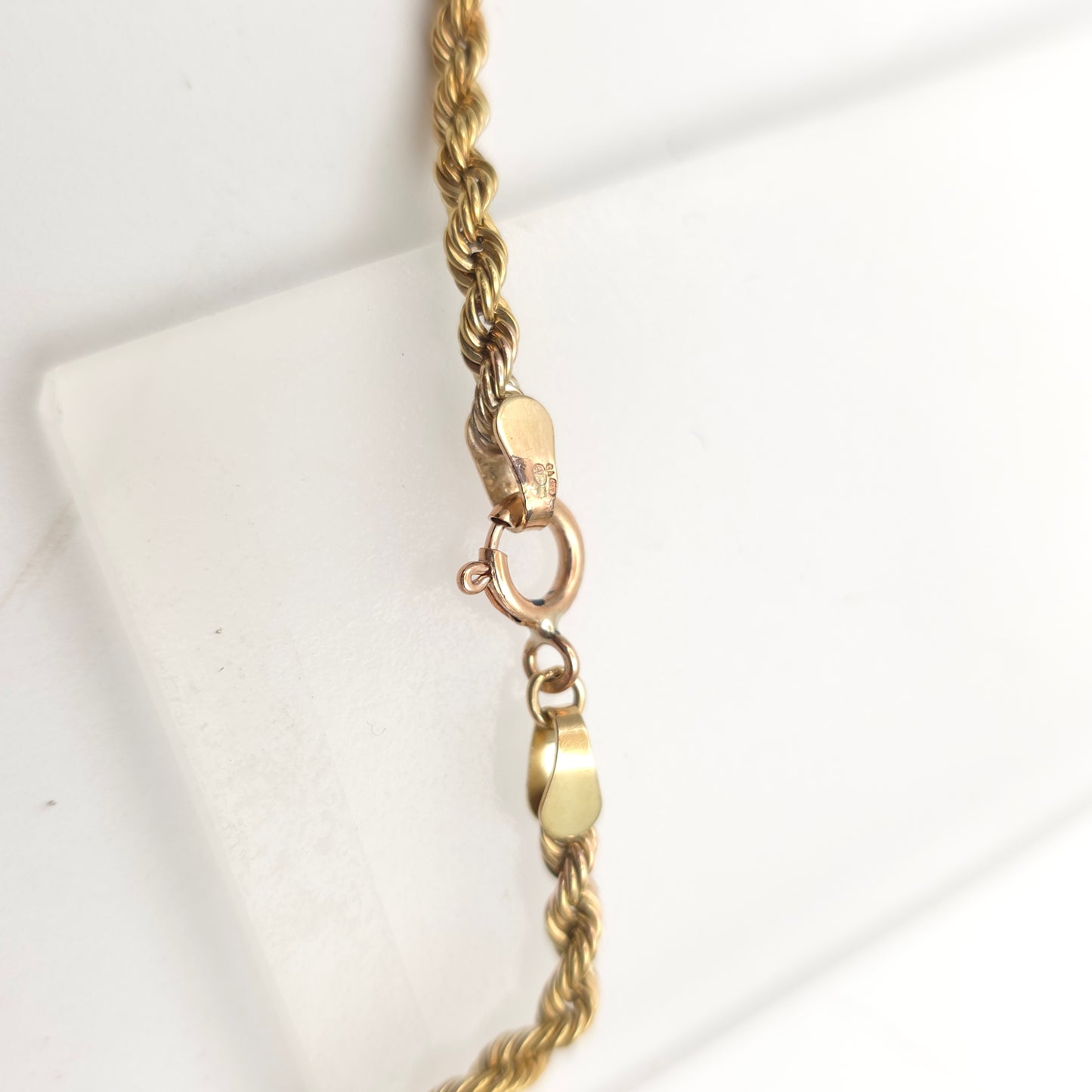 9ct Yellow Gold Vintage / Antique Hollow Link Rope Chain Necklace 18 Inch