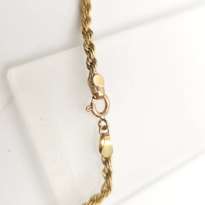 9ct Yellow Gold Vintage / Antique Hollow Link Rope Chain Necklace 18 Inch