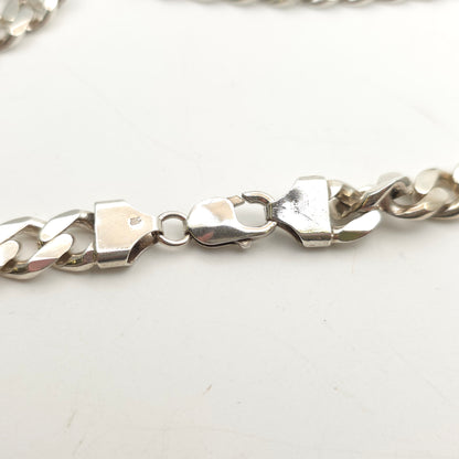 Sterling Silver XL Chunky Heavyweight Filed Curb Chain 22 Inch