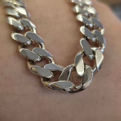Sterling Silver XL Chunky Heavyweight Filed Curb Chain 22 Inch