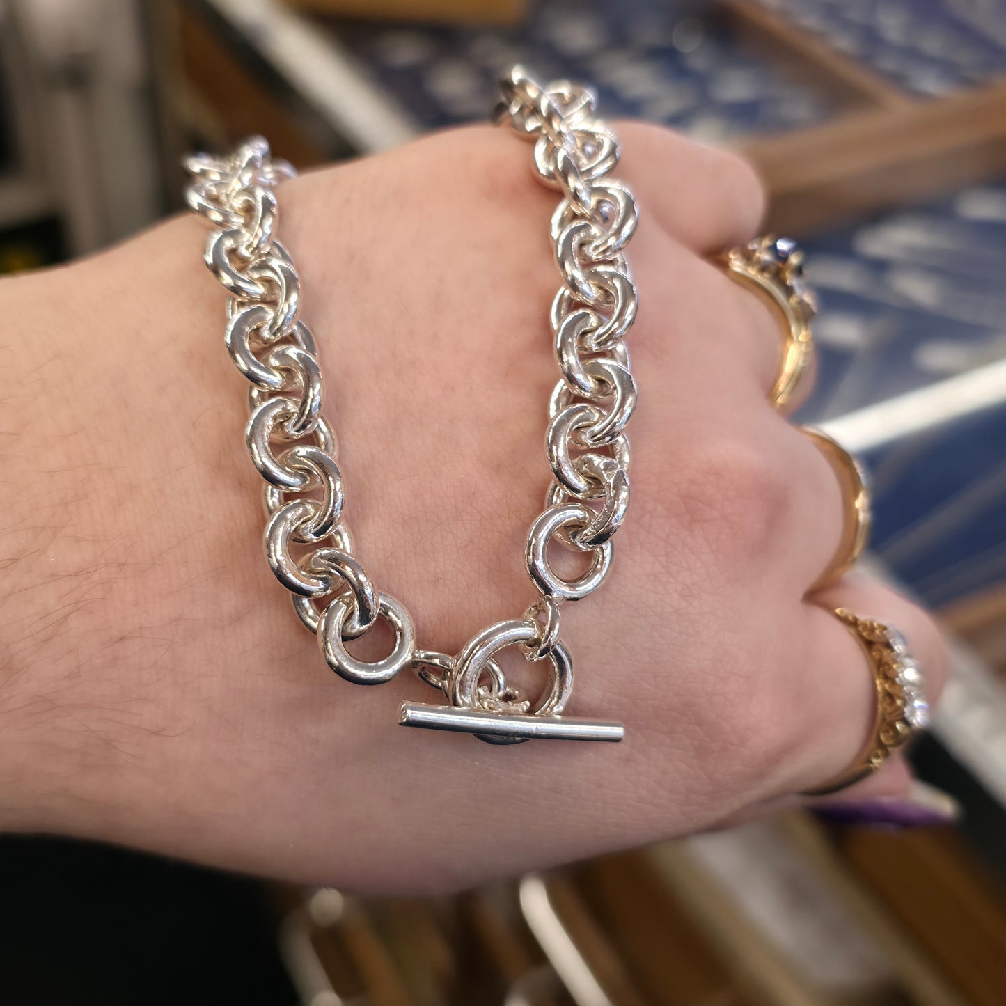 Sterling Silver Chunky Heavyweight Belcher Chain With T-Bar Closure 48CM
