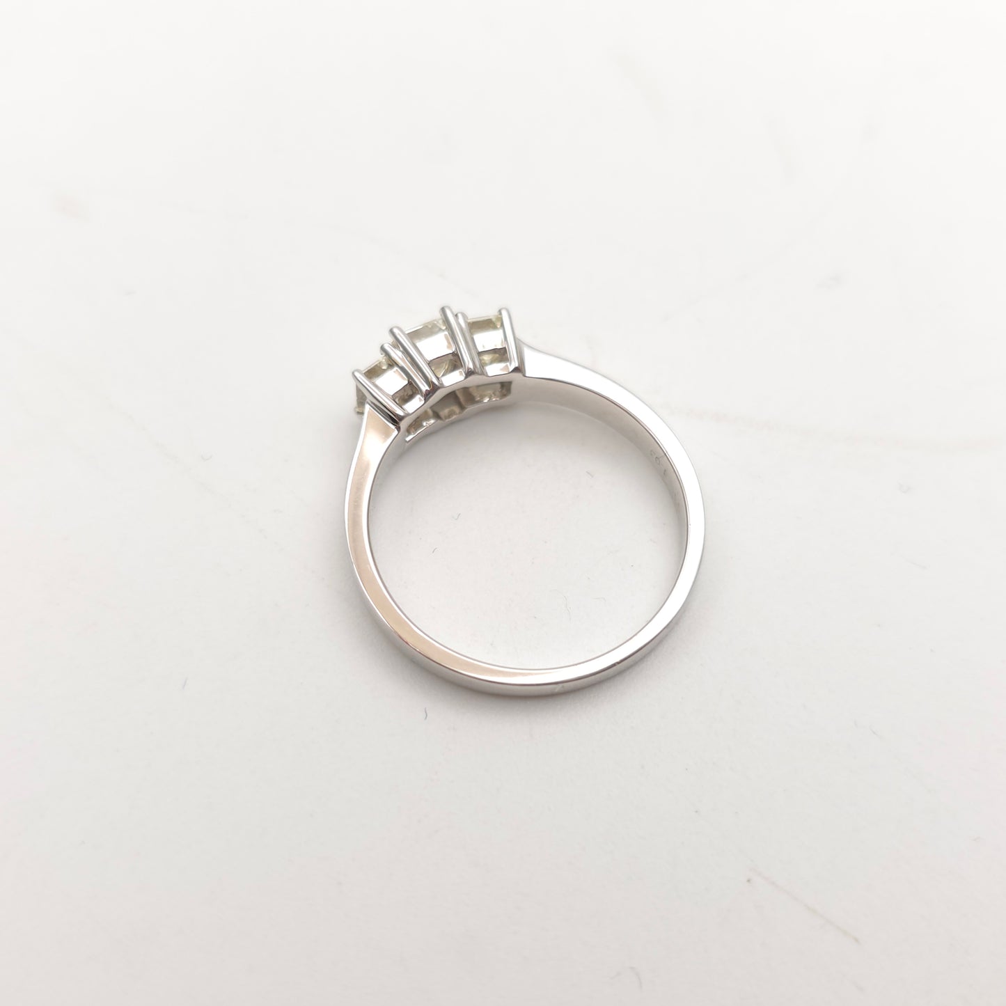 18ct White Gold 1.03TCW Emerald Cut Diamond Three Stone Trilogy Ring