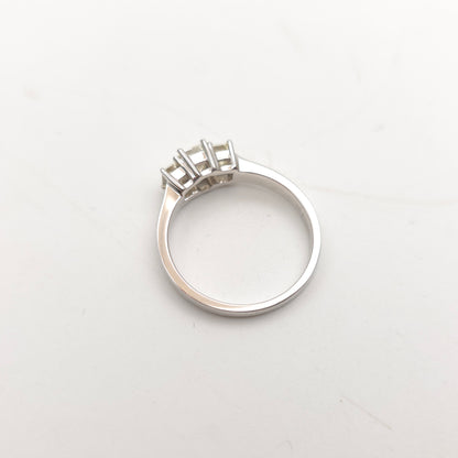 18ct White Gold 1.03TCW Emerald Cut Diamond Three Stone Trilogy Ring