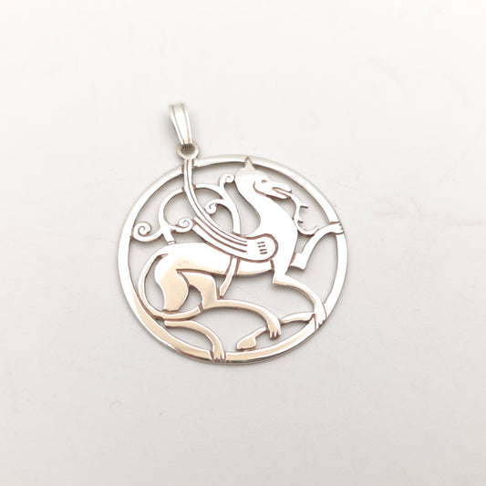 Sterling Silver Shetland Silver Quendale Beast Openwork Large Disk Pendant