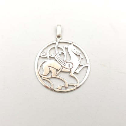 Sterling Silver Shetland Silver Quendale Beast Openwork Large Disk Pendant