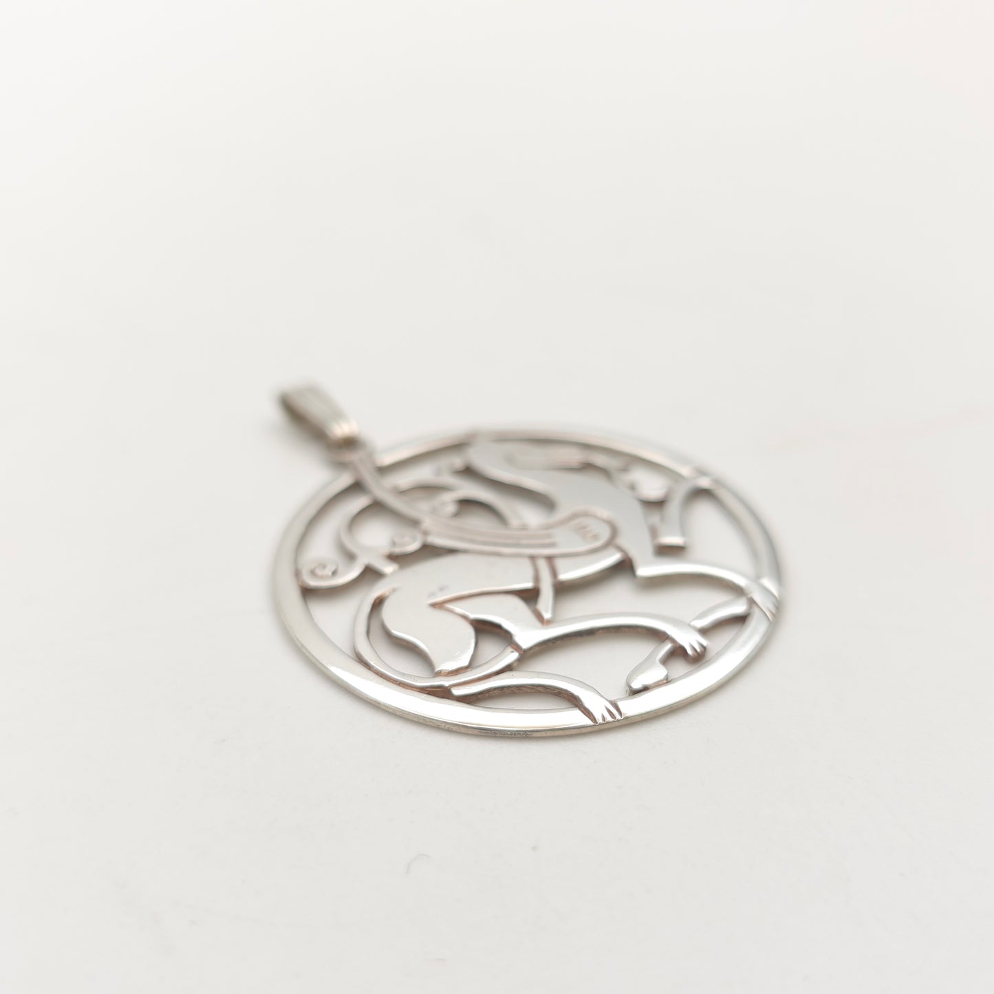 Sterling Silver Shetland Silver Quendale Beast Openwork Large Disk Pendant