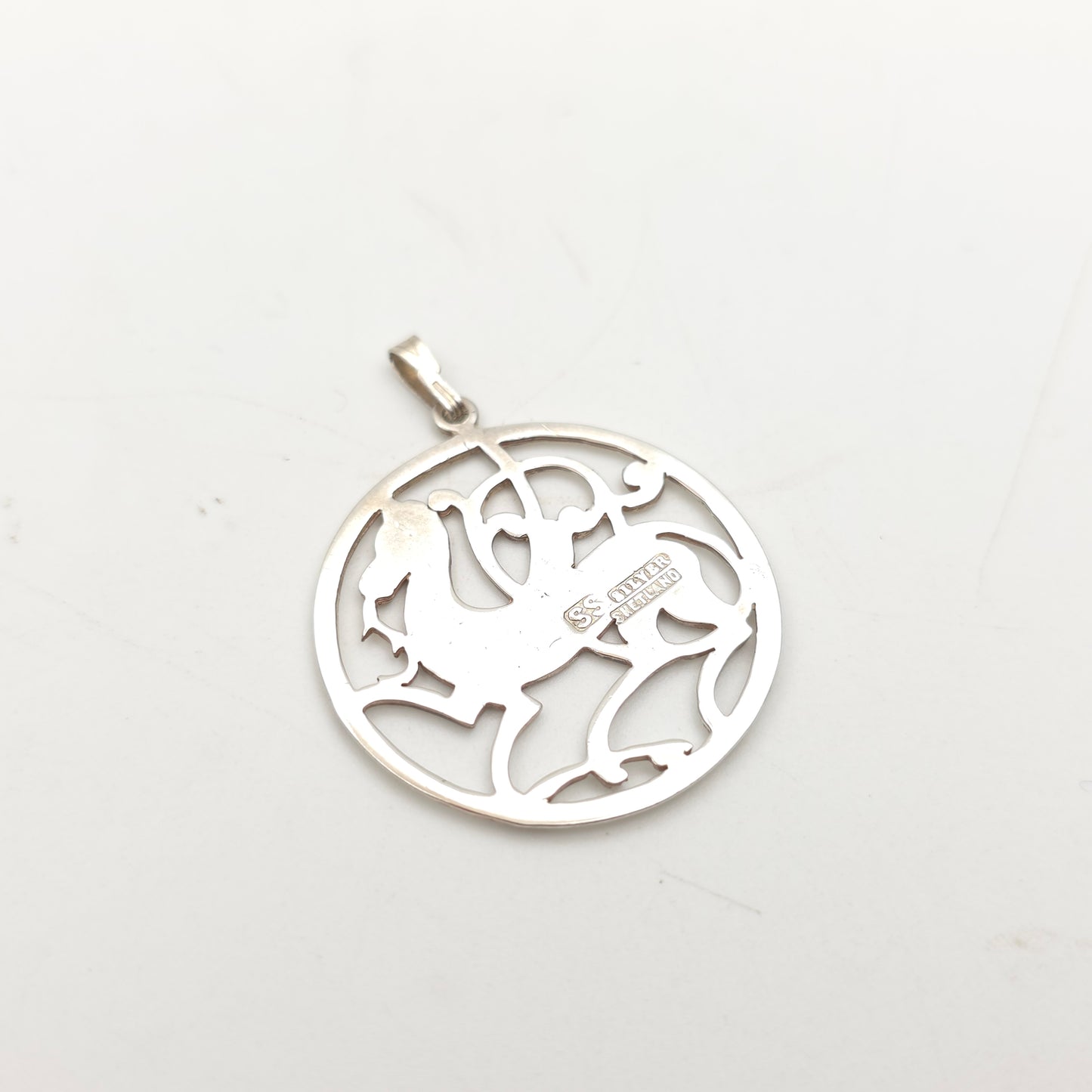 Sterling Silver Shetland Silver Quendale Beast Openwork Large Disk Pendant