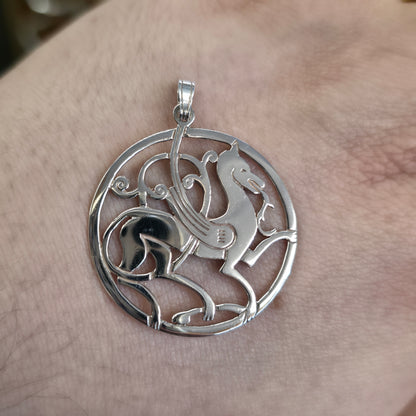 Sterling Silver Shetland Silver Quendale Beast Openwork Large Disk Pendant