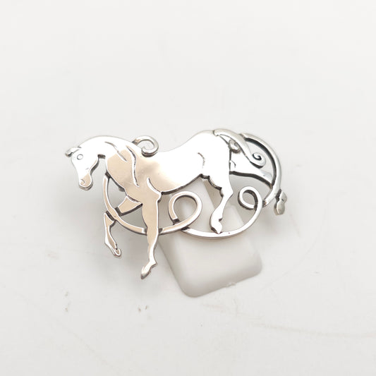 Sterling Silver Vintage Scottish Celtic Beastie Horse Brooch