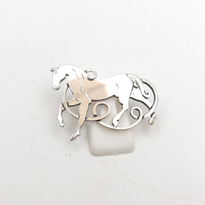 Sterling Silver Vintage Scottish Celtic Beastie Horse Brooch