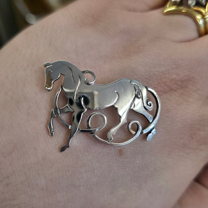 Sterling Silver Vintage Scottish Celtic Beastie Horse Brooch