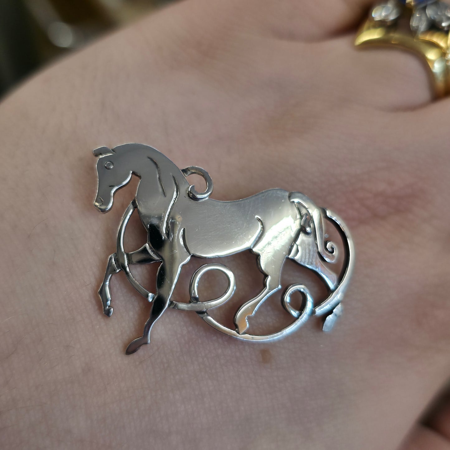 Sterling Silver Vintage Scottish Celtic Beastie Horse Brooch