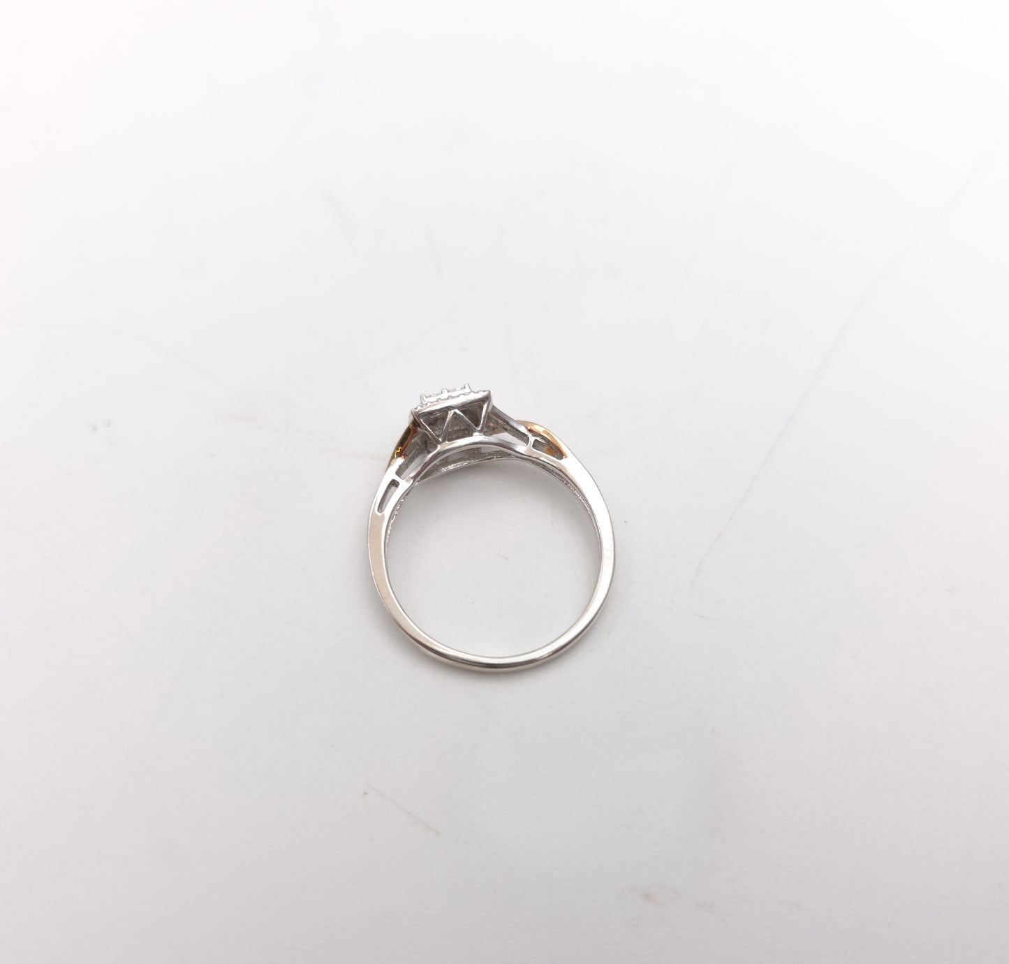 Sterling Silver And Rose Gold Illusion Set Square Head Diamond Set Ring