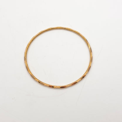 21ct Yellow Gold Vintage Solid Textured Diamond Cut Carved Small Bangle