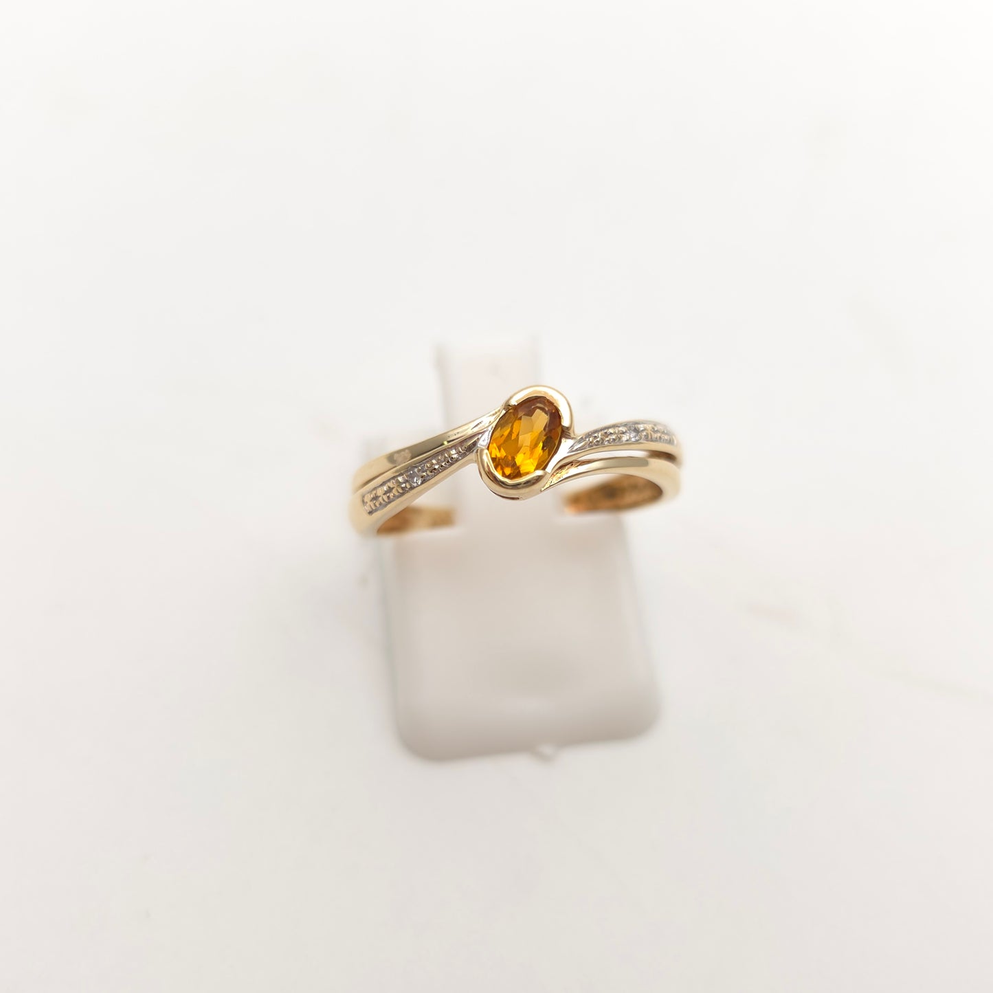 9ct Yellow Gold Vintage Oval Cut Citrine And Diamond Ring