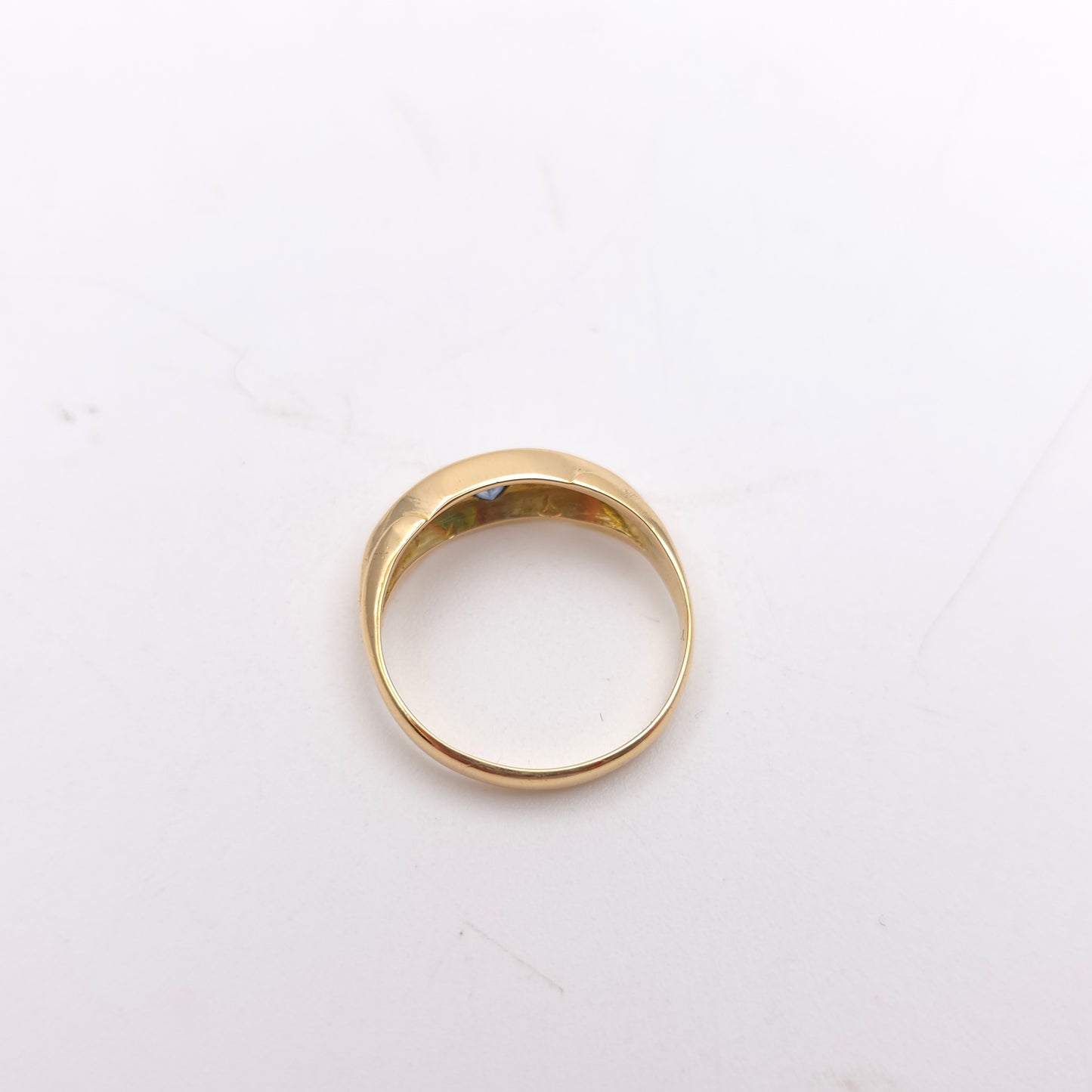 18ct Yellow Gold Antique Sapphire And Diamond Boat Style Row Ring