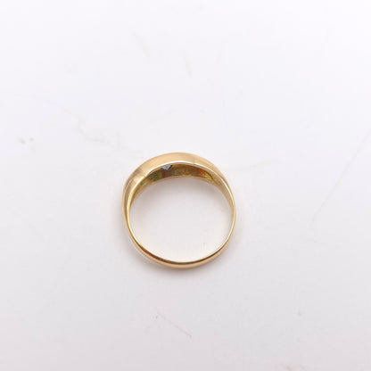 18ct Yellow Gold Antique Sapphire And Diamond Boat Style Row Ring