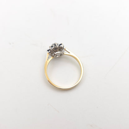 9ct Yellow Gold Sapphire And White Stone Small Round Cluster Ring