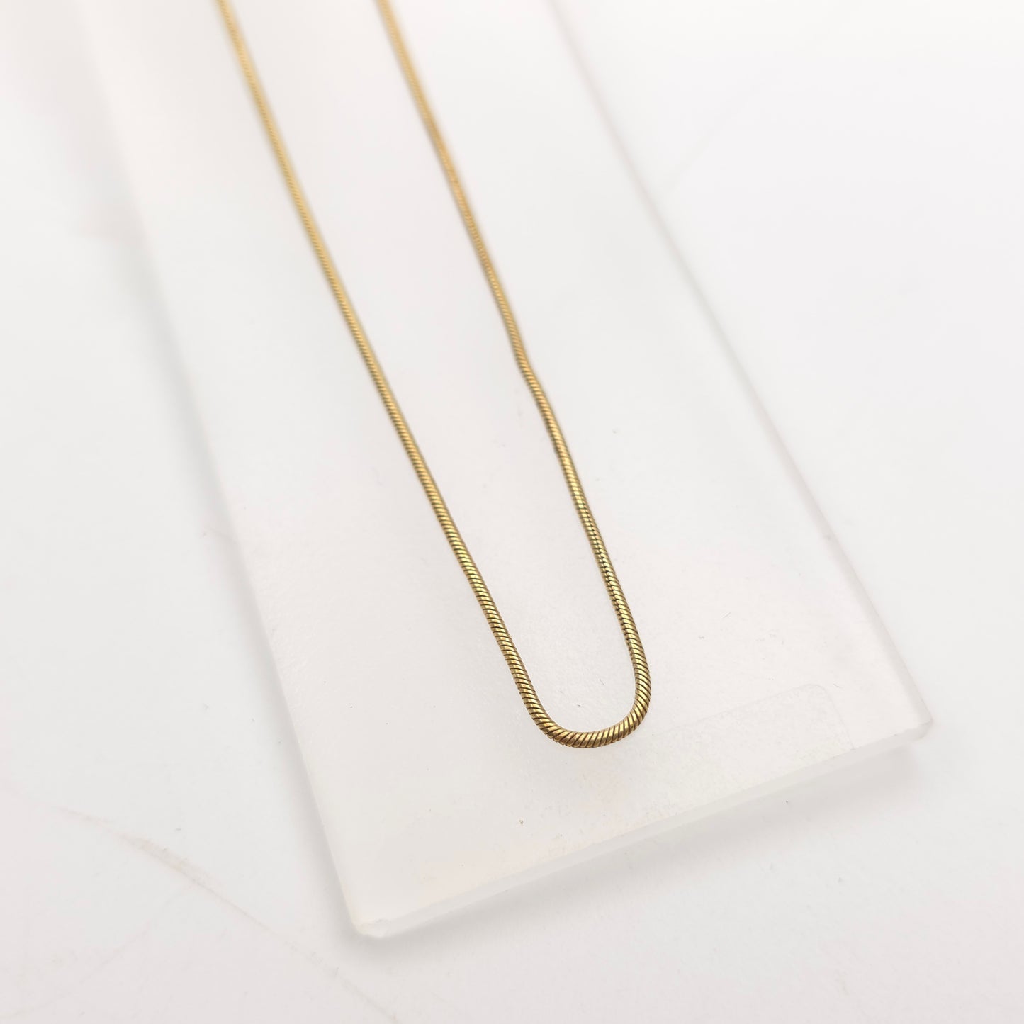 9ct Yellow Gold Vintage Round Snake Chain - 18" Inch / 46cm