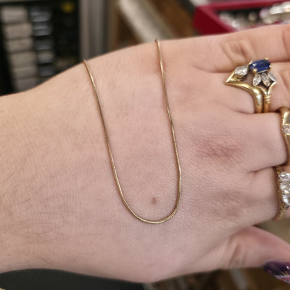 9ct Yellow Gold Vintage Round Snake Chain - 18" Inch / 46cm