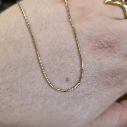 9ct Yellow Gold Vintage Round Snake Chain - 18" Inch / 46cm