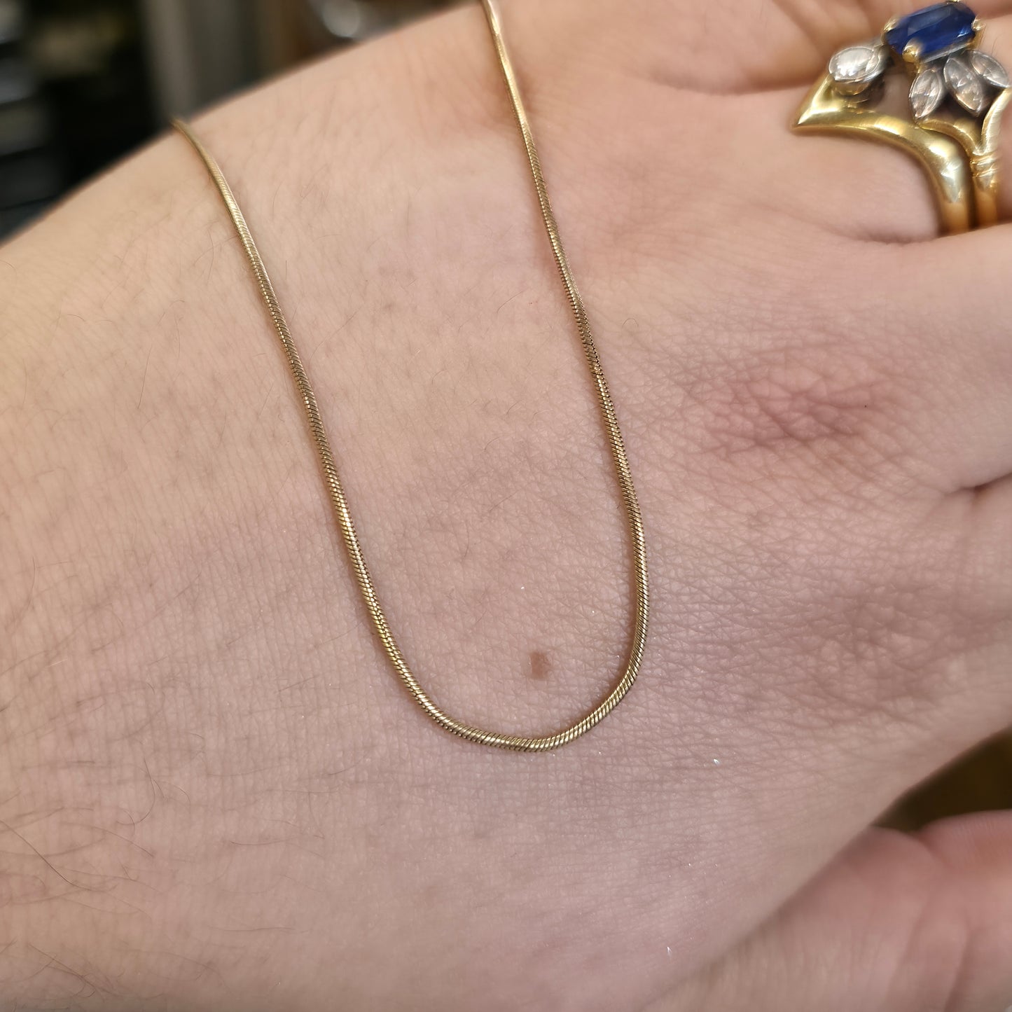 9ct Yellow Gold Vintage Round Snake Chain - 18" Inch / 46cm