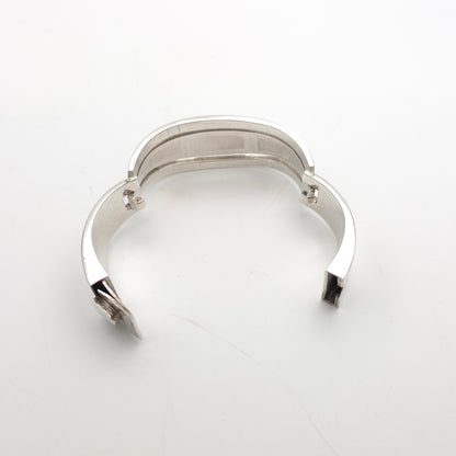 Sterling Silver Mexican Vintage Chunky Heavyweight Sodalite Cut Out Bangle