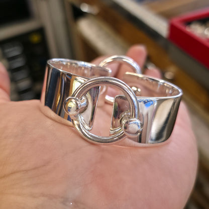 Sterling Silver Chunky Heavyweight Articulated Ring Cuff Bangle