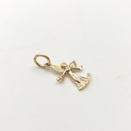 9ct Yellow Gold Vintage Solid Angel Charm / Pendant Piece