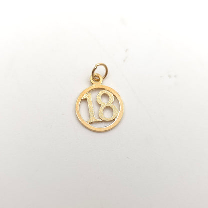 9ct Yellow Gold Vintage Solid '18' Age / Year Charm / Pendant Piece