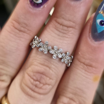 Sterling Silver Pandora Dazzling Daisy Meadow CZ Flower Eternity Ring