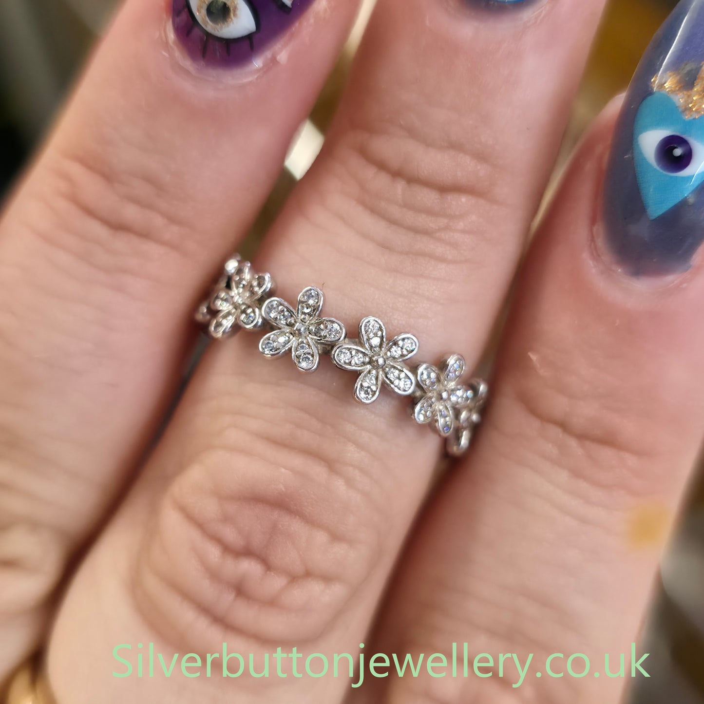 Sterling Silver Pandora Dazzling Daisy Meadow CZ Flower Eternity Ring