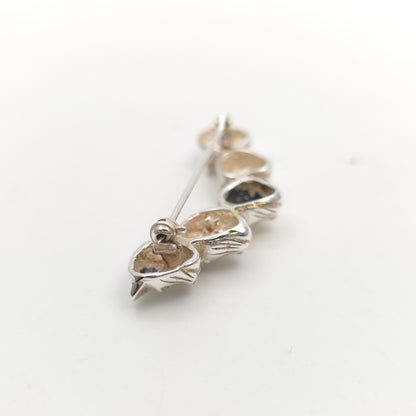 Sterling Silver Carved Multi Cat Head Crescent Bar Brooch