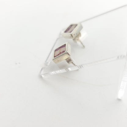 Sterling Silver Small Square Blue John Panel Stud Earrings