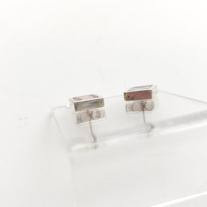 Sterling Silver Small Square Blue John Panel Stud Earrings