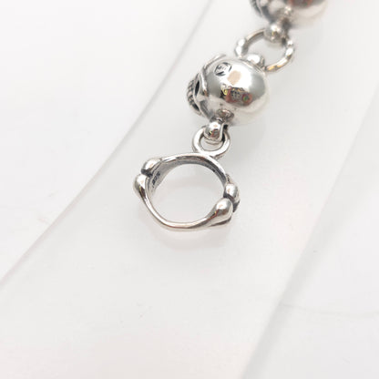 Sterling Silver Heavy Chunky Skull Link T-Bar Bracelet