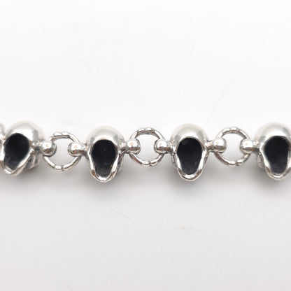 Sterling Silver Heavy Chunky Skull Link T-Bar Bracelet