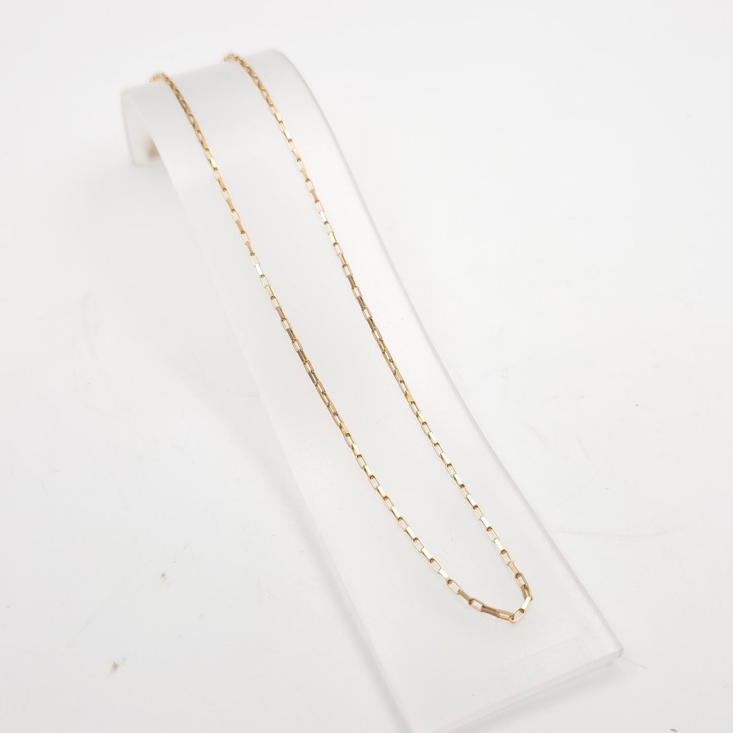 9ct Yellow Gold Vintage Rectangular Belcher / Paperclip Link Chain - 22" Inch