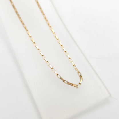 9ct Yellow Gold Vintage Rectangular Belcher / Paperclip Link Chain - 22" Inch