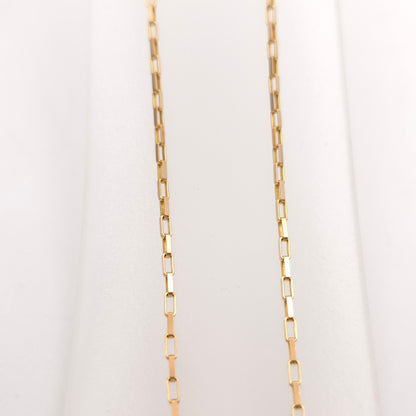 9ct Yellow Gold Vintage Rectangular Belcher / Paperclip Link Chain - 22" Inch