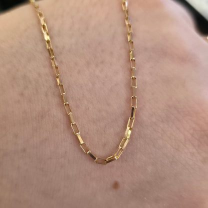 9ct Yellow Gold Vintage Rectangular Belcher / Paperclip Link Chain - 22" Inch