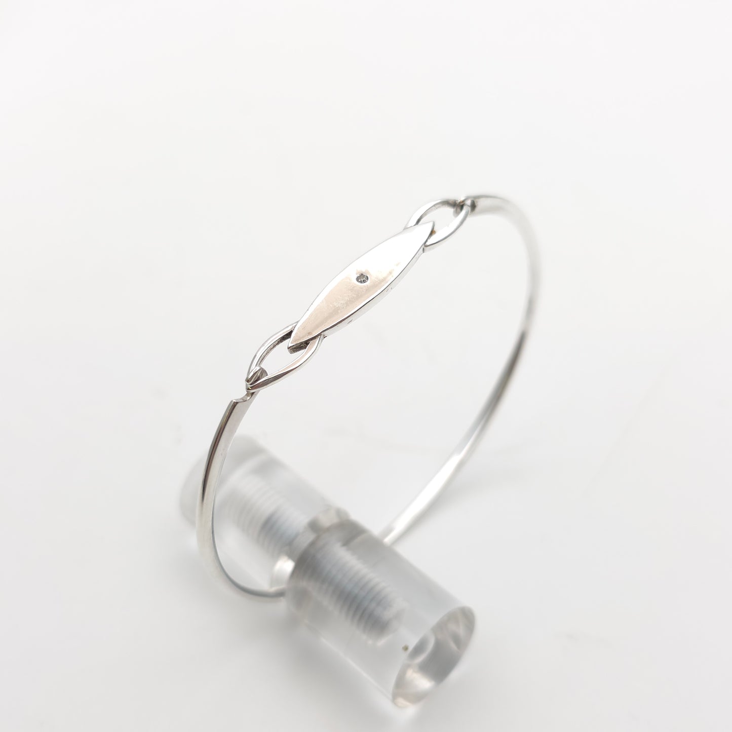 Sterling Silver Vintage Diamond Set Panel Bangle