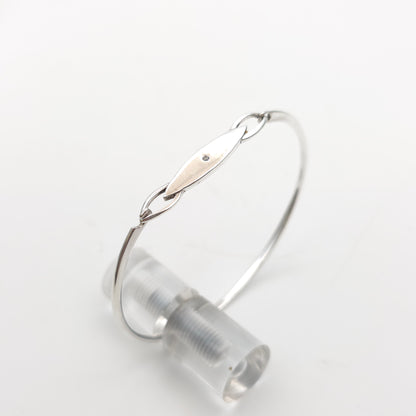 Sterling Silver Vintage Diamond Set Panel Bangle