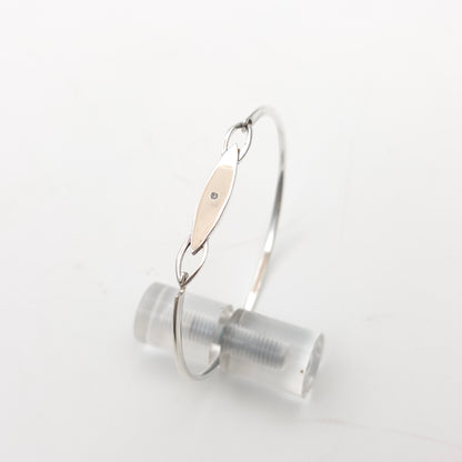 Sterling Silver Vintage Diamond Set Panel Bangle