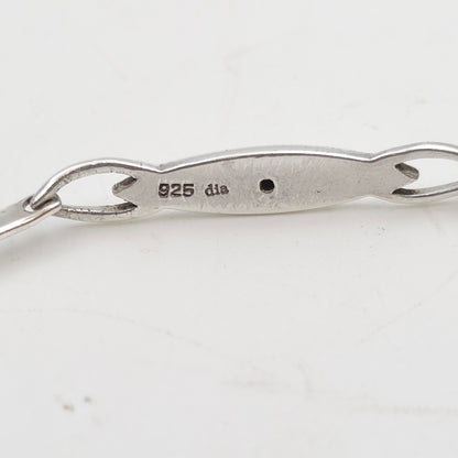 Sterling Silver Vintage Diamond Set Panel Bangle