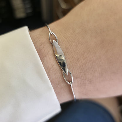 Sterling Silver Vintage Diamond Set Panel Bangle
